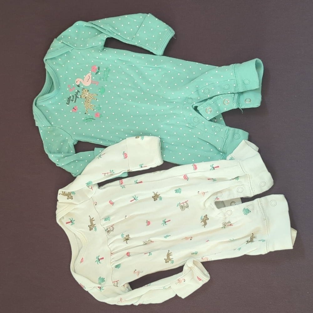 Carter's newborn romper bodysuits with hand covers